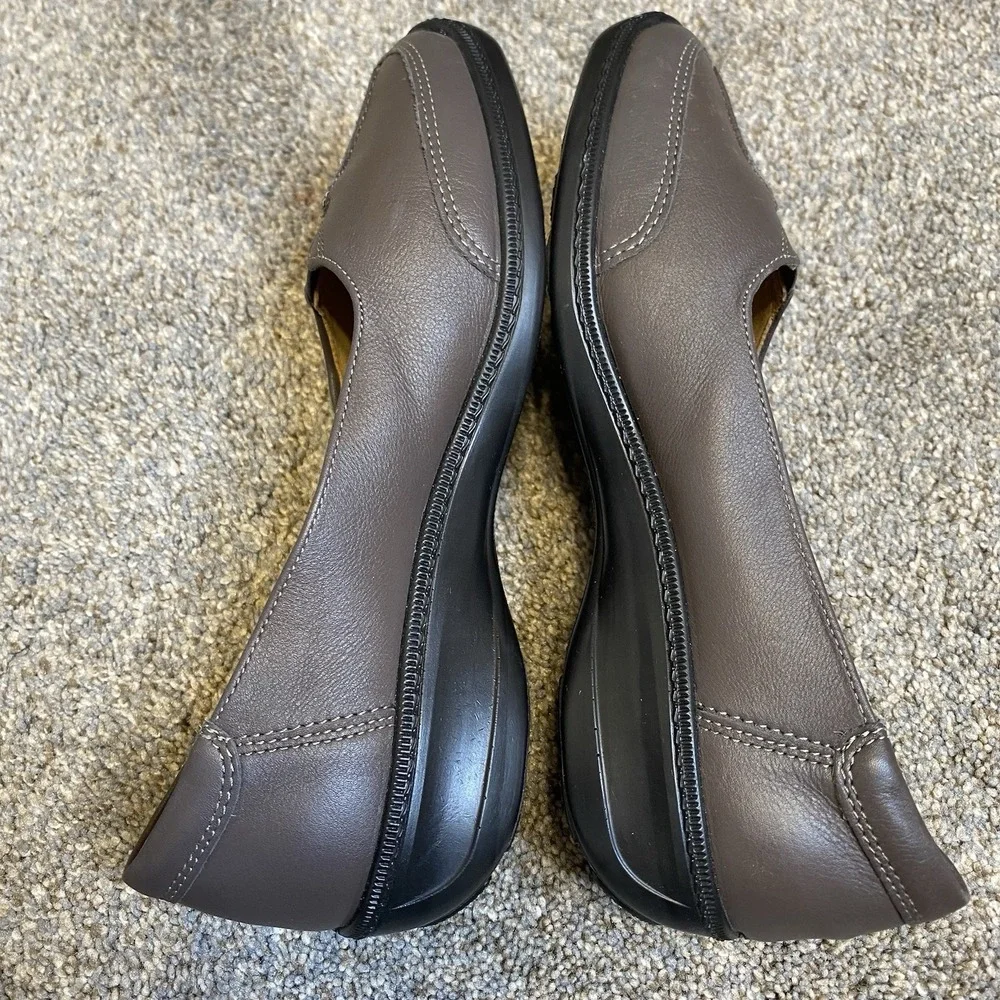 Hotter Loafer Size 7 EU 38 Taupe Leather Slip On Comfort Everyday Casual